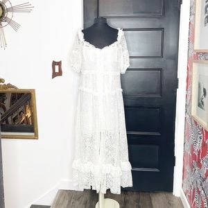 For Love and Lemons White Lace Maxi Dress